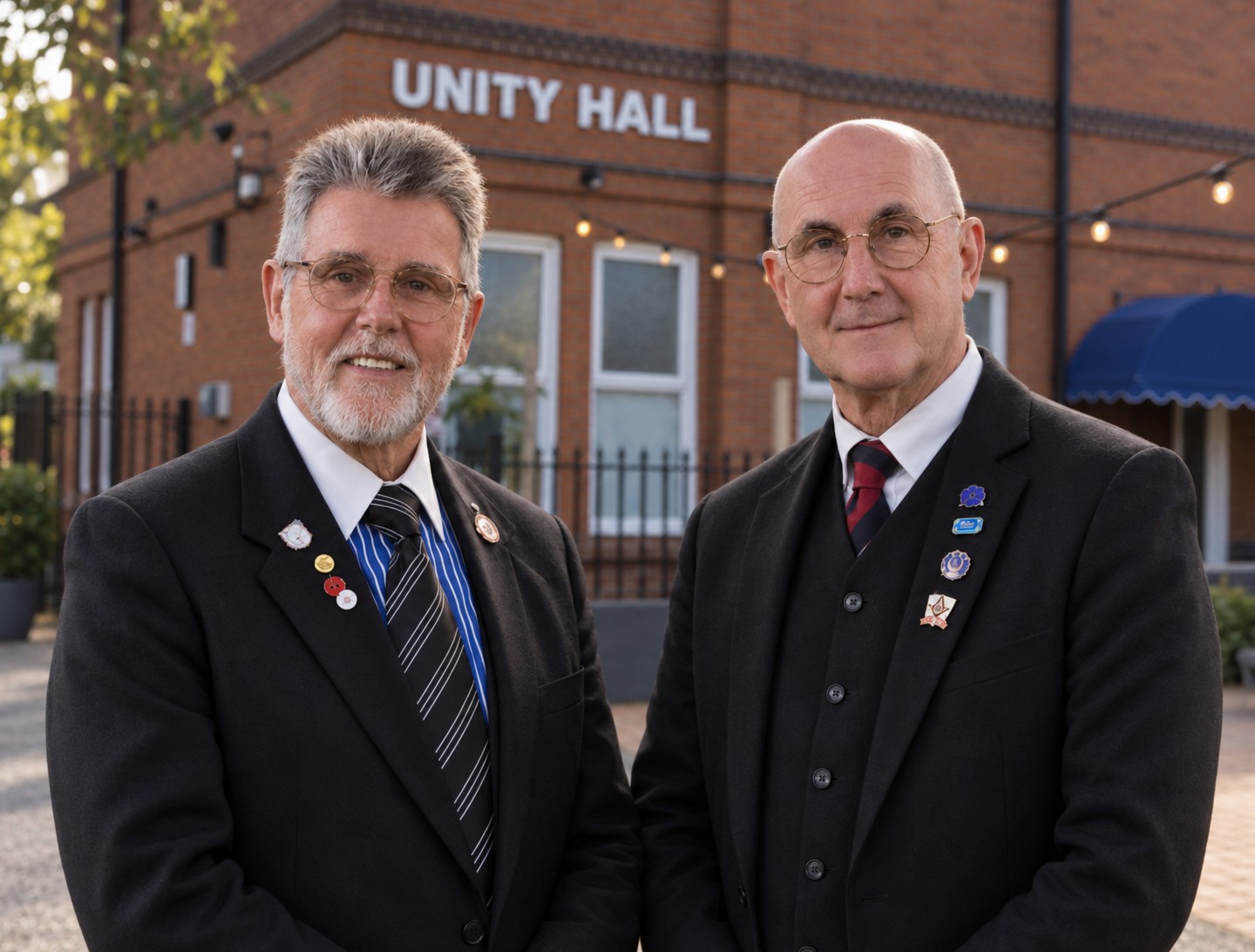 John and ARF outside Unity Hall in Ringwood