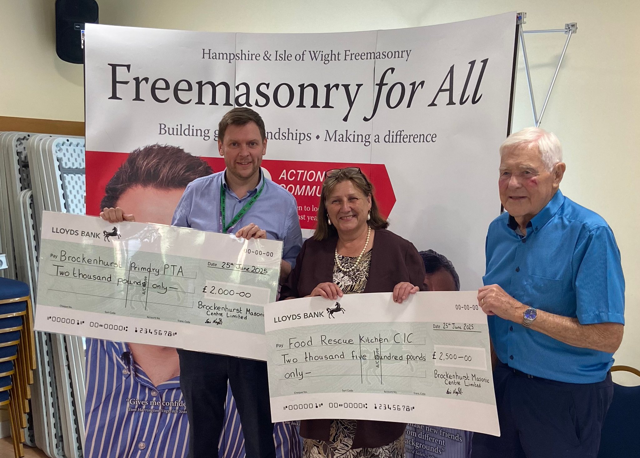Local charitable presentations at Brockenhurst Masonic Centre